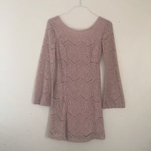 Pink bell sleeve mini dress